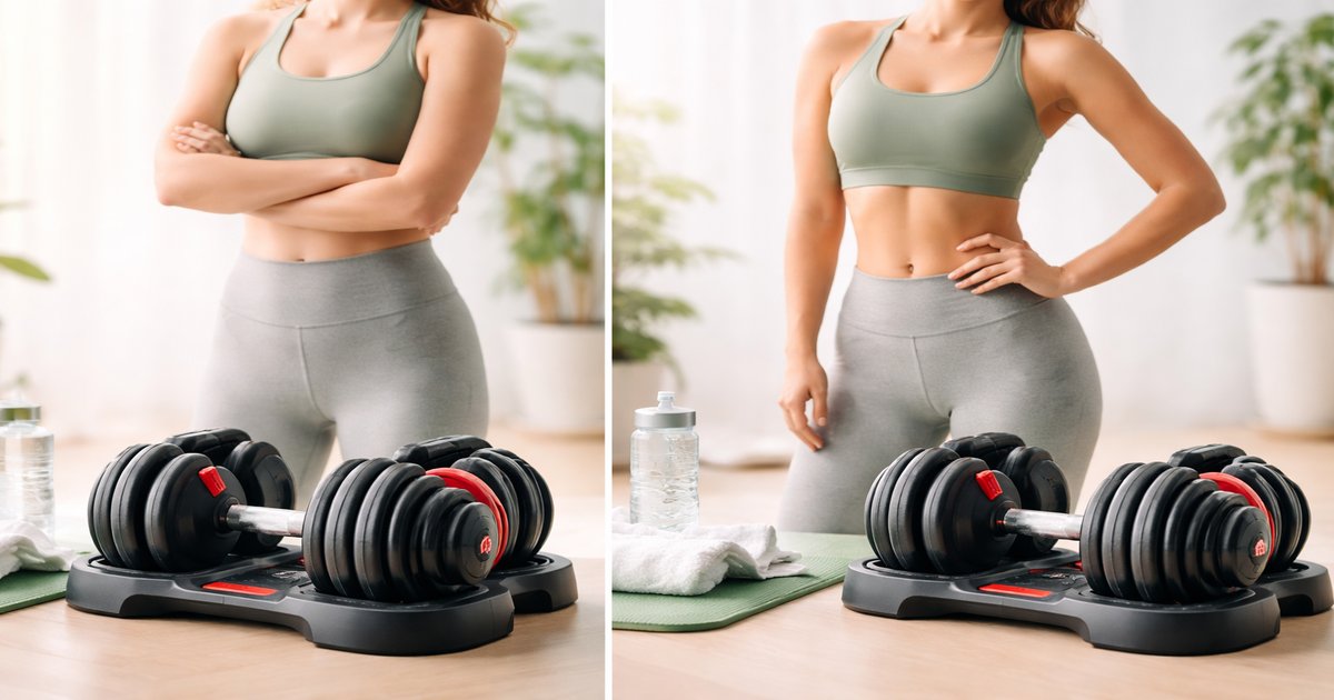 bowflex adjustable weights in use